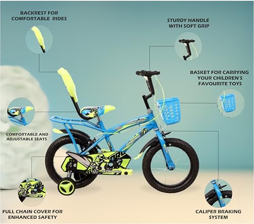Image of JUNIOR KID 14T PRO Ultra Cycle for Kids | Rigid Bicycle for Kids with Training Wheels |Kid Cycle for 2-5 Years of Children, 8 Inches, Sky Blue