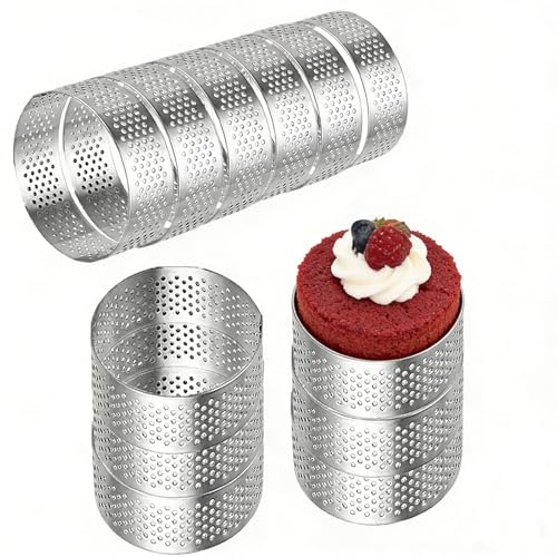 Reviews de Anillos para tartas que puedes comprar esta semana. 39 DATANYA - Paquete de 12 anillos de tarta, anillo de tarta perforado, anillos de acero inoxidable para tartas de 2.36 pulgadas, moldes redondos para hornear y cocinar postres,...