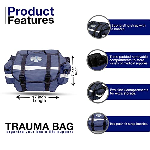 PrimaCare KB-RO74-B First Responder Bag for Trauma, 17" x 9" x 7", Blue - Image 4