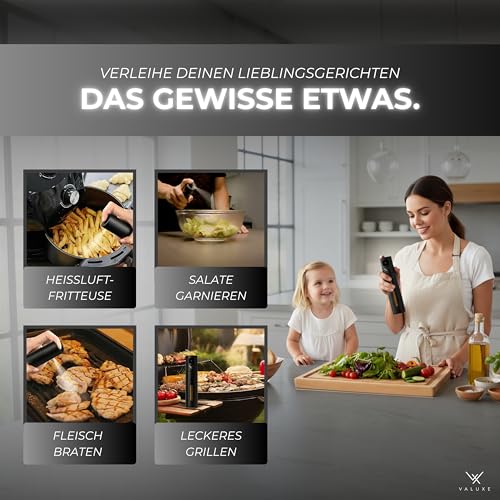 VALUXE® Ölsprüher für Speiseöl & Essig mit UV-Edelstahlmantel & Sprühfilter - Edelstahl Öl-Sprühflasche - Präziser Essig & Olivenöl Sprüher, Öl-Zerstäuber, Oil-Sprayer Edelstahl 5