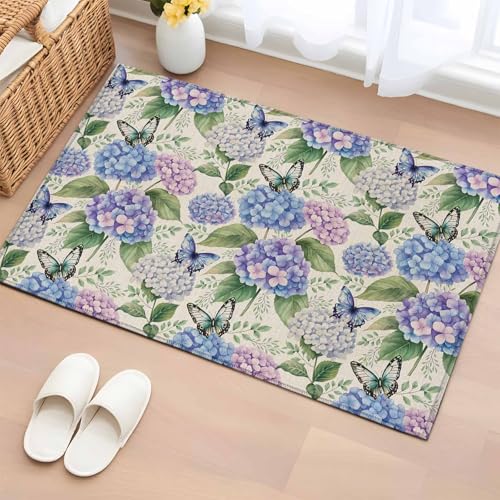Gluypora Washable 2x3 Entryway Rug, Purple Hydrangea