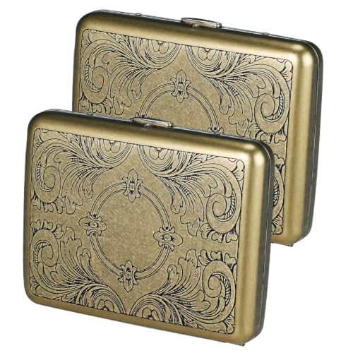 Pitillera vintage de acero inoxidable con relieve retro elegante MAGICLULU