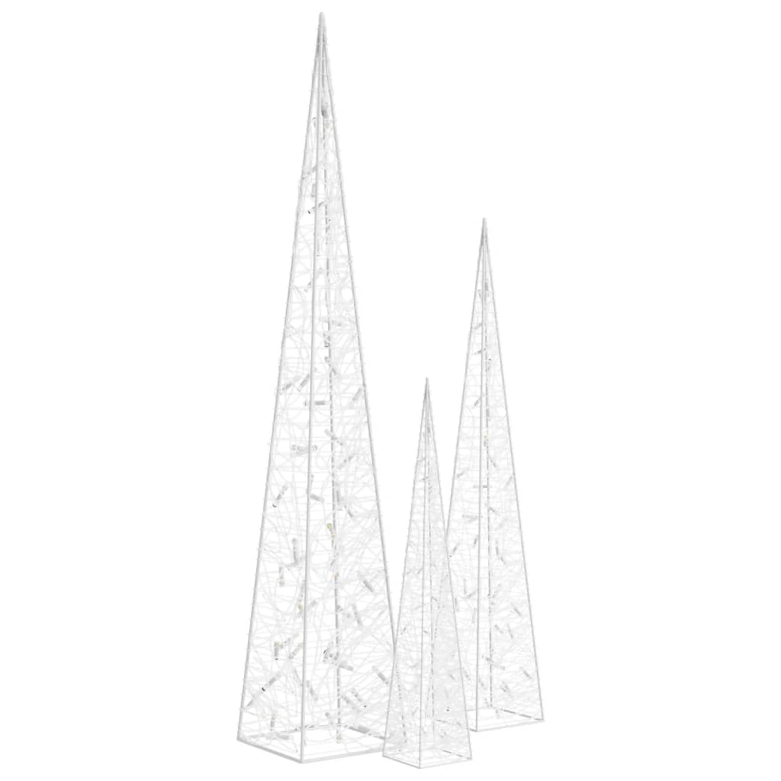 SECOLI Set Coni di Luce LED Acrilico Decorativo, Addobbi Natalizi per Esterno, Natale Decorazioni Esterno, Addobbi Natalizi Esterno, Decorazioni Esterno Natale, Blu 60/90/120 cm