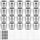 Bekith 12 Pack Magnetic Spice Tins Multi-Purpose Storage Tin, Clear Top Lid with Sift or Pour, Magnetic on Refrigerator and Grill. Includes 144 PVC Spice Label Set