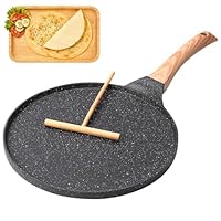 wittsyer Crêpespfanne 26 cm für Induktion, Flache Antihaft Pfannkuchenpfanne aus Aluminiumguss mit Teigverteiler, Crepe Pfanne für Crêpes, Pancakes & Omeletts, Induktionspfanne BPA-frei