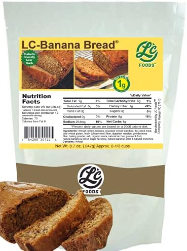 Low Carb Foods Mix Banana Bread Mix | Fresh High Protein | Multi-Grain | All-natural Ingredients | Keto Bread | No Sugar | Diabetic Friendly | Maltitol & Artificial Sweetener Free | (8.7 Oz)