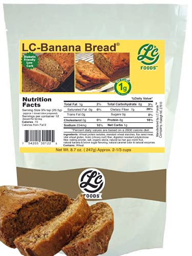 Low Carb Foods Mix Banana Bread Mix | Fresh High Protein | Multi-Grain | All-Natural Ingredients | Keto Bread | No Sugar | Diabetic Friendly | Maltitol & Artificial Sweetener Free | (8.7 Oz) #TOP22