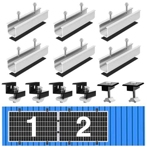 Coomoors Kit Soporte Placas Solares de Aleación de Aluminio, Panel Solar Z de 30 mm / 35 mm Con Tuercas y Pernos para RV, Barco, Pared, Techo Plano