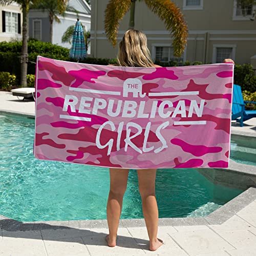 Republican Girls Camo Back Blue Make Keep America Great Again Republican Girl Patriot Party Maga Nra Beach Towel Rectangle (30”X60”) Oversized, Super Absorbent Sand Free Thick Large Pool Towel #TOP1