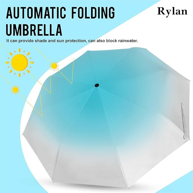 Image of TEKCOOL Umbrella, UV Big Size Umbrella for Sun Protection Rain Windproof Strong large 3 fold for men women kids boys girls Perfect small & stylish Windproof & Compact(Green)