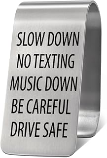 Slow Down No Texting Music Down Be Careful Drive Safe Visor Clip for Cars, Daily Reminders Car Visor Clip for Son Daughter Dad Husband Boyfriend, New Driver Gifts, Drive Safety Gifts