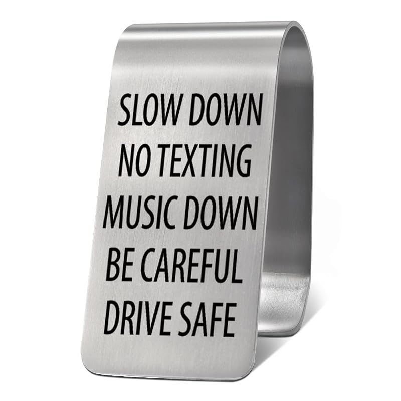 Clipe para Para-Sol com Mensagem “Slow Down No Textin Drive Safe” LAGZDFC Prata 18