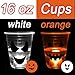 Ahuimeius 22 Pcs Halloween Glow Pumpkin Party Game Set,16 oz Light Up Pong Cups for Halloween Ghost Theme Party with 6 Halloween Theme Balls, Halloween House Parties Holidays Game(Orange&White)