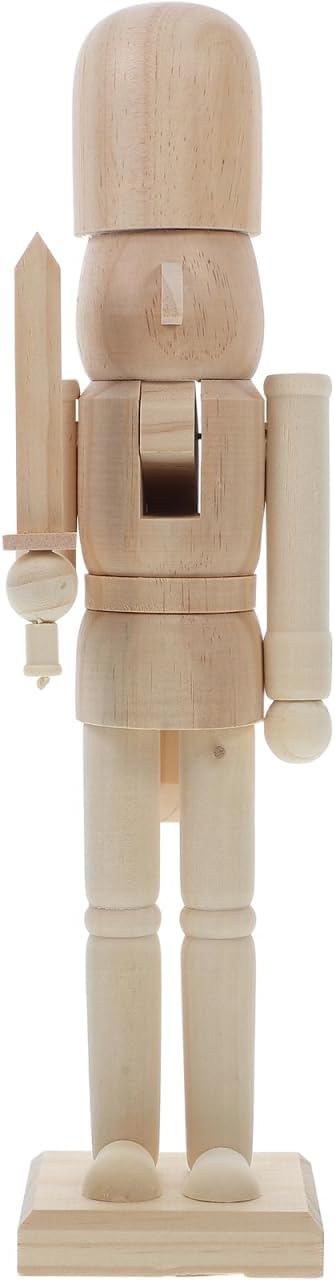Wooden Nutcracker to Paint: 14.9in Christmas DIY Nutcracker Puppet, King Walnut Soldier Unpainted Figurine, Blank Statue for Holiday Educational Adornment