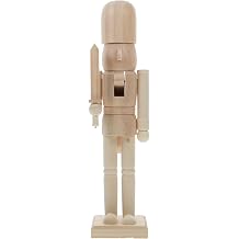 Wooden Nutcracker to Paint 14.9in Christmas DIY Nutcracker Puppet, King Walnut Soldier Unpainted Figurine, Blank Statue for Holiday Educational Adornment