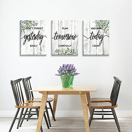 Bible Quote Wall Decor Bedroom Inspirational Wall Art 3 Piece Canvas Wall Art, Bible Verse Wall Art Mindset Print Pictures ,Forget Yesterday, Plan Tomorrow, Seize Today Office Wall Decor Home Decor Ready To Hang (12X16Inch X3Pcs) #TOP6