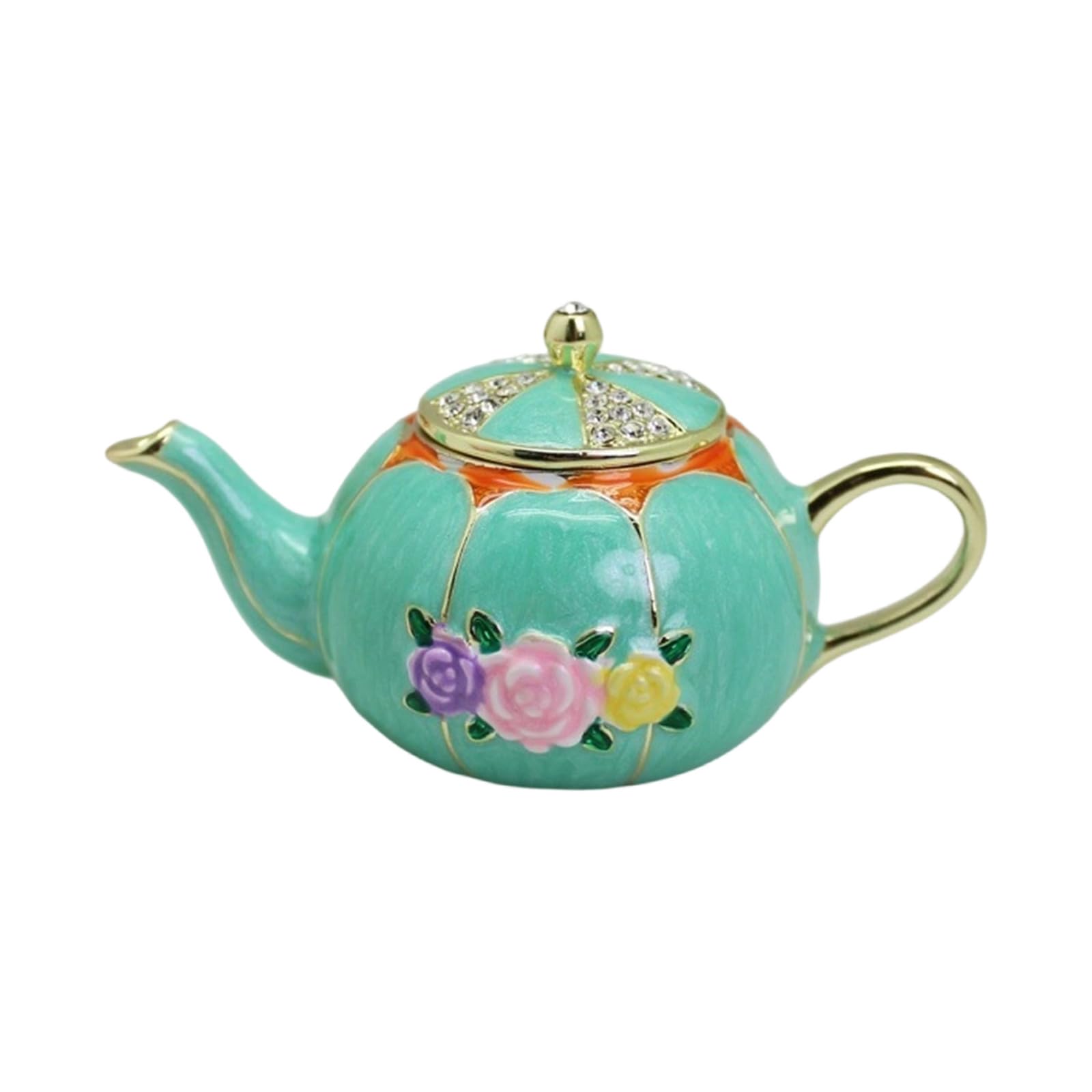 Msioytog Cloisonnes Craft Small Teapot Container Trinket Storage Box for Daily Use Coating Home Deck