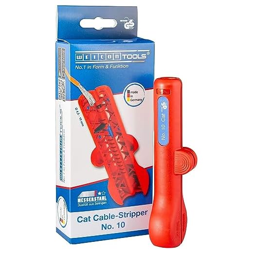 WEICON TOOLS Cable-Stripper No.10 | Nätverkskabel strippa | Högkvalitativ praktisk strippa för datakablar Nätverkskablar Cat 5 6 7 kabel, Röd, 0, 069Kg