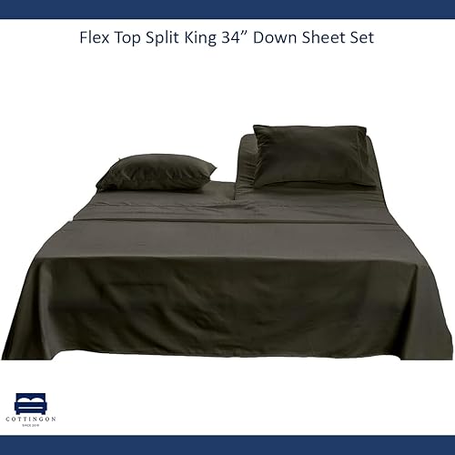 Miniatura 8 de Cottingon Juego de sábanas de 4 piezas de tamaño King con cabezal flexible, sábanas divididas de 34 pulgadas para camas ajustables con números de