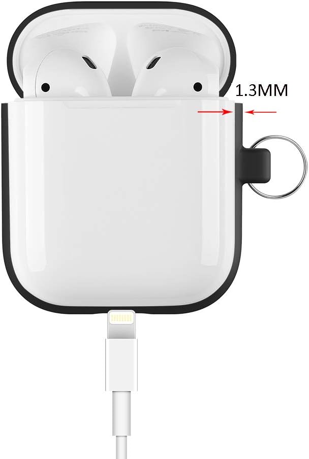 Airpods Case,Watruer Silicone Skin Cover Case Full Protective Durable Shockproof Drop Proof with Keychain Compatible with Apple Airpods 2 & 1 Charging Case - Light Green
