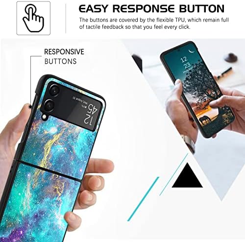 DOMAVER Samsung Galaxy Z Flip 4 5G Case, Slim Fit Glow in The Dark Hybrid Hard PC Folding Shockproof Drop Protective Girls Women Men Phone Cover for Samsung Z Flip 4 5G 6.7" 2022, Green Nebula