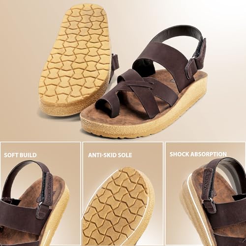 Image of Men Comfort Back Strap Sandals - Adjustable Slingback Flat Sandals with Cushioned Footbed, Lightweight Sole, Casual Everyday Wear Supportive Slip-On Style