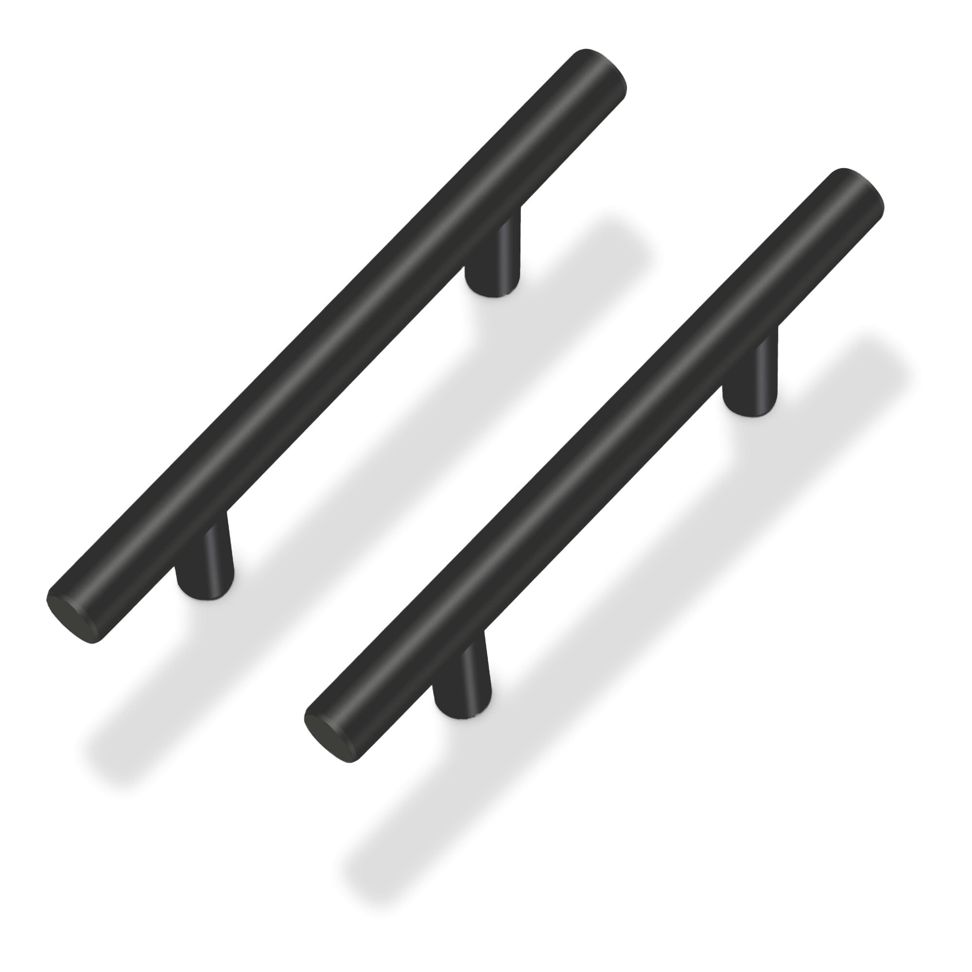 SORGMACH 10 Pack Cabinet Pulls 201 Stainless Steel Kitchen Drawer Pulls Matte Black Cabinet Handles 96 mm Hole Center — image 1