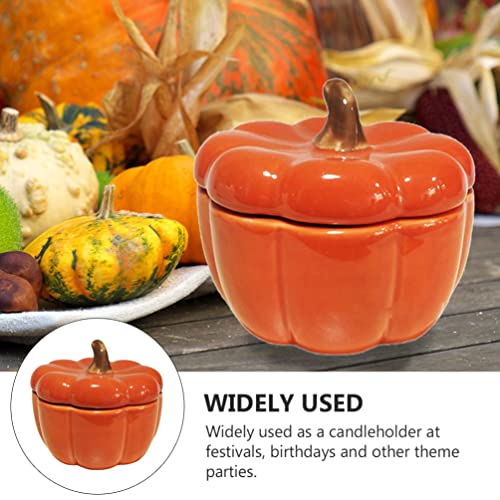 Solustre Ceramic Candle Holder Pumpkin Shape Candlestick Holder Pumpkin Soup Bowl With Lid For Halloween Thanksgiving Home Table Decoration #TOP3