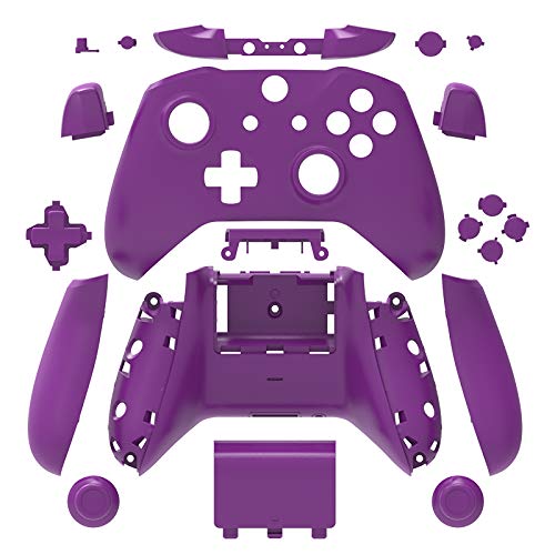 Image of WPS Matte Case Housing Full Shell Set Faceplates + ABXY Buttons + RB LB Bumpers + Right /Left Rails for Xbox One S Slim (3.5 mm Headphone Jack) Controllers (Purple)