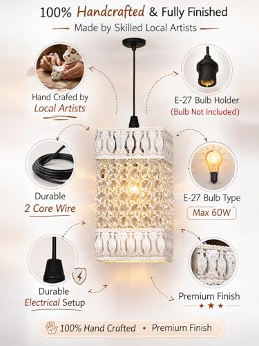 Image of Lotus Crystal Pendant Light Modern Ceiling Fixture, Stylish Home Decor, Warm White, Living Room, Bedroom, Contemporary Design, Decorative Crystal Chandelier (Regal Crystal Tower White)