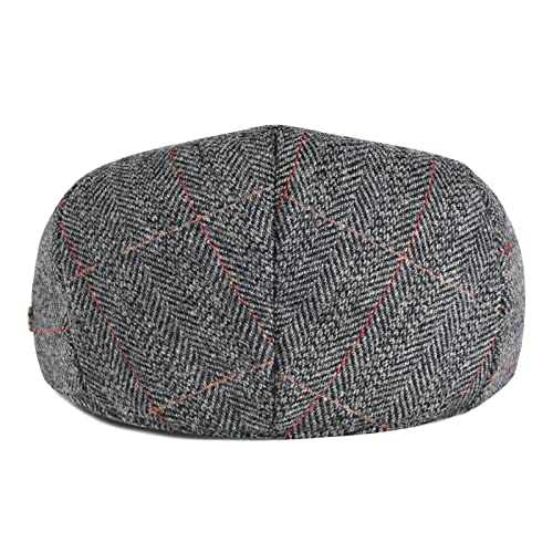 Image of VOBOOM Men's Herringbone Flat Ivy Newsboy Hat Wool Blend Gatsby Cabbie Cap