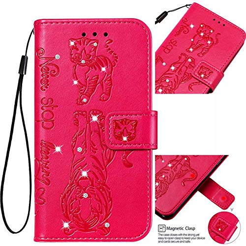 Amazing Bling Wallet Compatible with for Moto E6,Glitter 3D Loves Diamond Leather Stand Function Flip Kickstand Magnetic Book Wallet with Card Slot Holder Protective