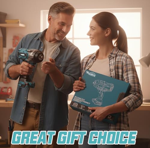 Image of Cordless Impact Wrench 1 /2 inch Compatible with Makita 18V Battery, 1600Ft-lbs(2200N.m) High Torque Impact Gun Heavy Duty, Brushless Electric Power Impact Driver with 4 Speed Modes & LED Work Light