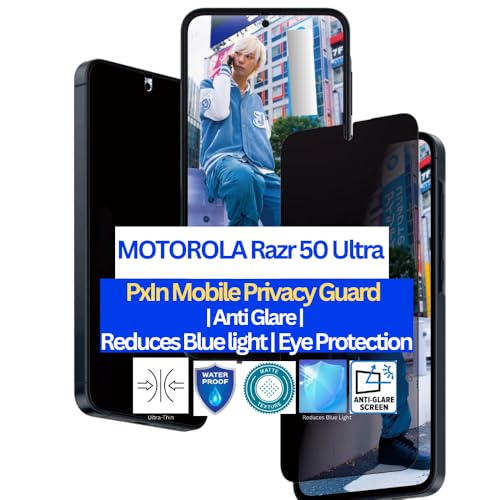 Image of Pxin Mobile Privacy Guard compatible with MOTOROLA Razr 50 Ultra | Mobile Privacy screen protector | Anti Glare | Anti Spy Screen Protector | Reduces blue light | Scratch proof | Eye Protection