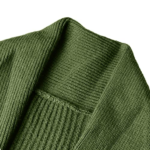 YAOHUOLE Men's Long Sleeve Single Breasted Cardigan Sweater Casual Fashion Sweater Army Green 2XL - Image 4