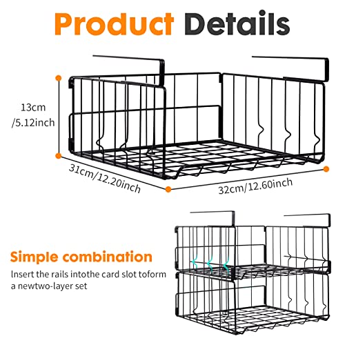Pinkgarden Under Cabinet Basket Organizer, 2 Pack Foldable Wire Mesh Storage Shelf, Space Saving, Sturdy and Durable - Image 3
