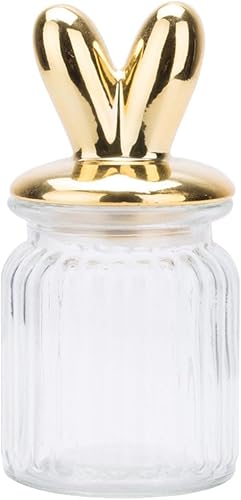 Miniatura 1 de Tarro de cristal de Pascua ABOOFAN con forma de conejo, tarro de caramelo transparente para almacenar alimentos para comer, fiesta, té, galletas,