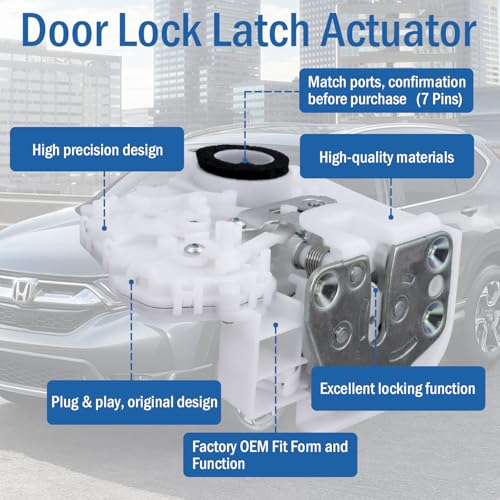 Image of Rear Right Passenger Side Door Lock Latch Actuator Motor with Rod Compatible with 2007-2011 Honda CR-V CRV, Replaces DLA1006, 72610-SWA-A01, 72610-SWA-H01
