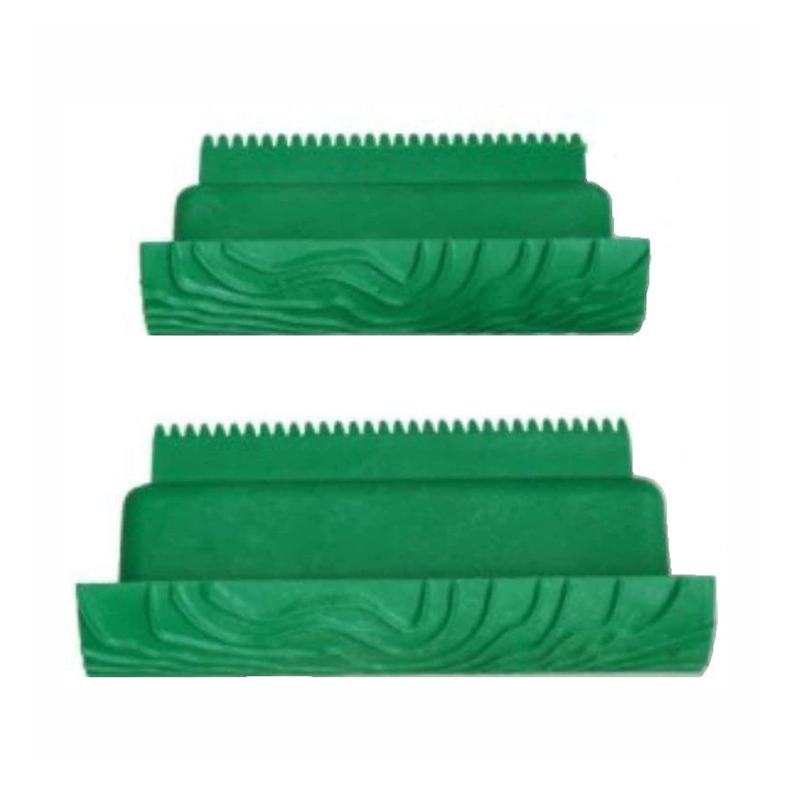 FBITE 2Pcs M-Shape Wood Grain Design Decorating Tool Graining Rubber Painting,Green