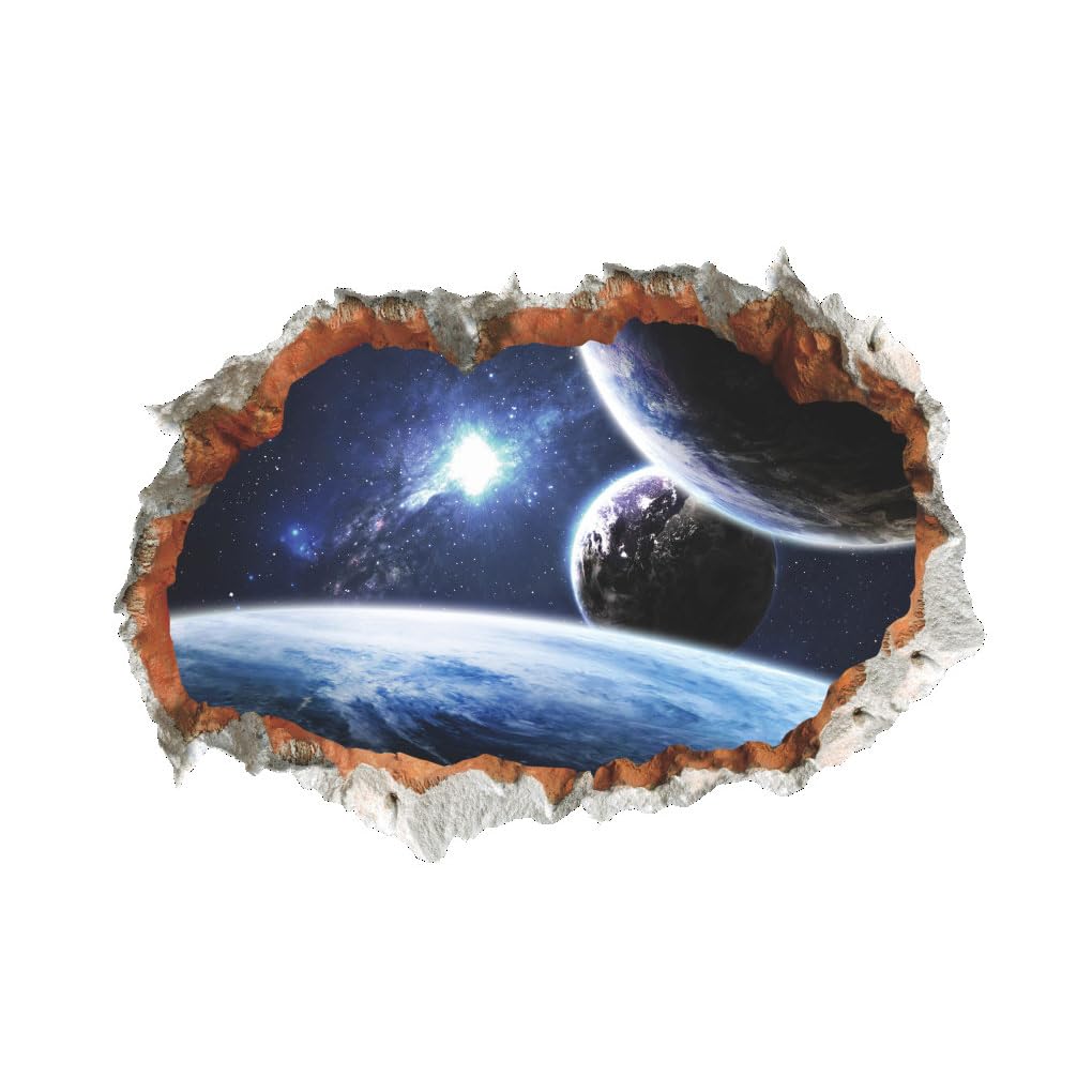 SKKWJEGE Stickers Wallpapers Wall Interstellar Planet Removable Background Broken Decoration Art Universe Mural Room Bedroom Kid