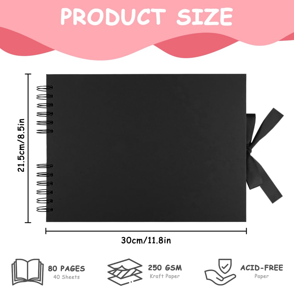 Aolso Scrapbook Photo Albums 40 Black Pages, DIY Memory Album, 29 X 21.5 CM Scrapbooks - Image 3