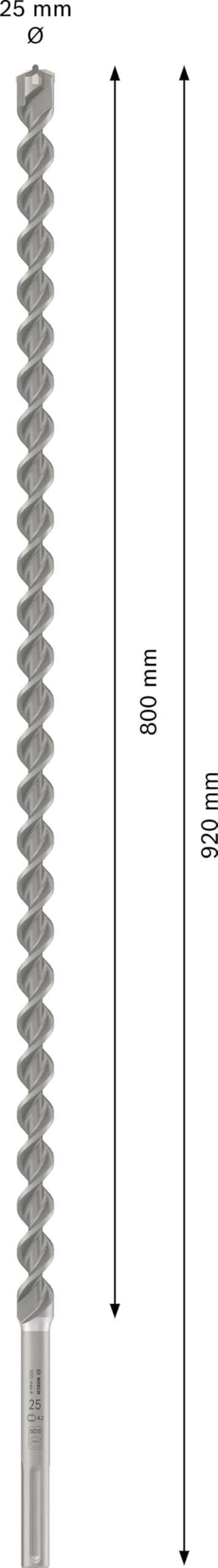 Bosch 1x Foret PRO SDS max-4 (pour Béton armé, Bloc de construction en béton, Ø 25,00 mm, Professional Accessoire Marteau burineur)