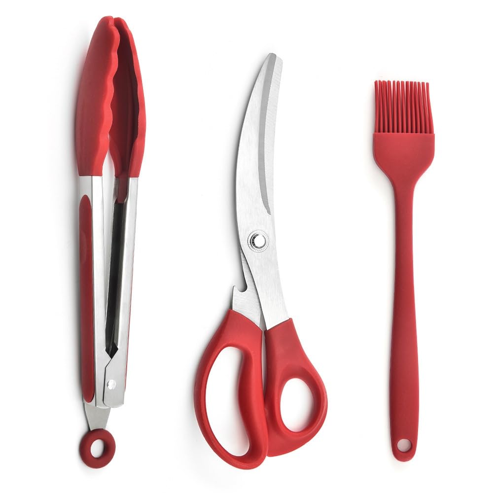 Barbecue Set Silicone Brush Food Clip Multi-functional Scissors Barbecue Shop Set Barbecue Bbq Stainless Steel Clip(A)
