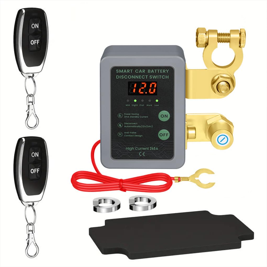 Coupe-circuit antivol intelligent, interrupteur de coupure de batterie à distance durable 12 V 240 A pour voiture/camping-car/camion/bateau