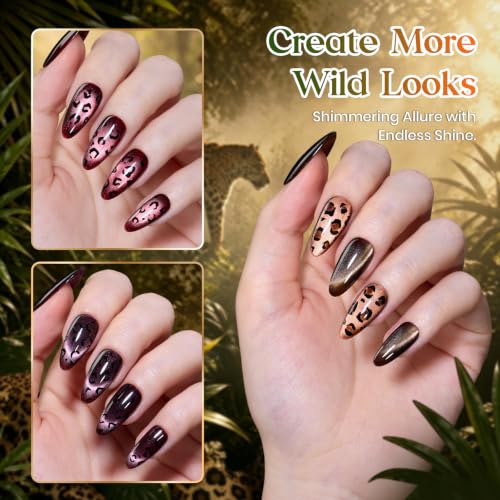 Image of Beetles Cat Eye Glitter Gel Nail Polish Set,Wildwood Leopard Fall Gel