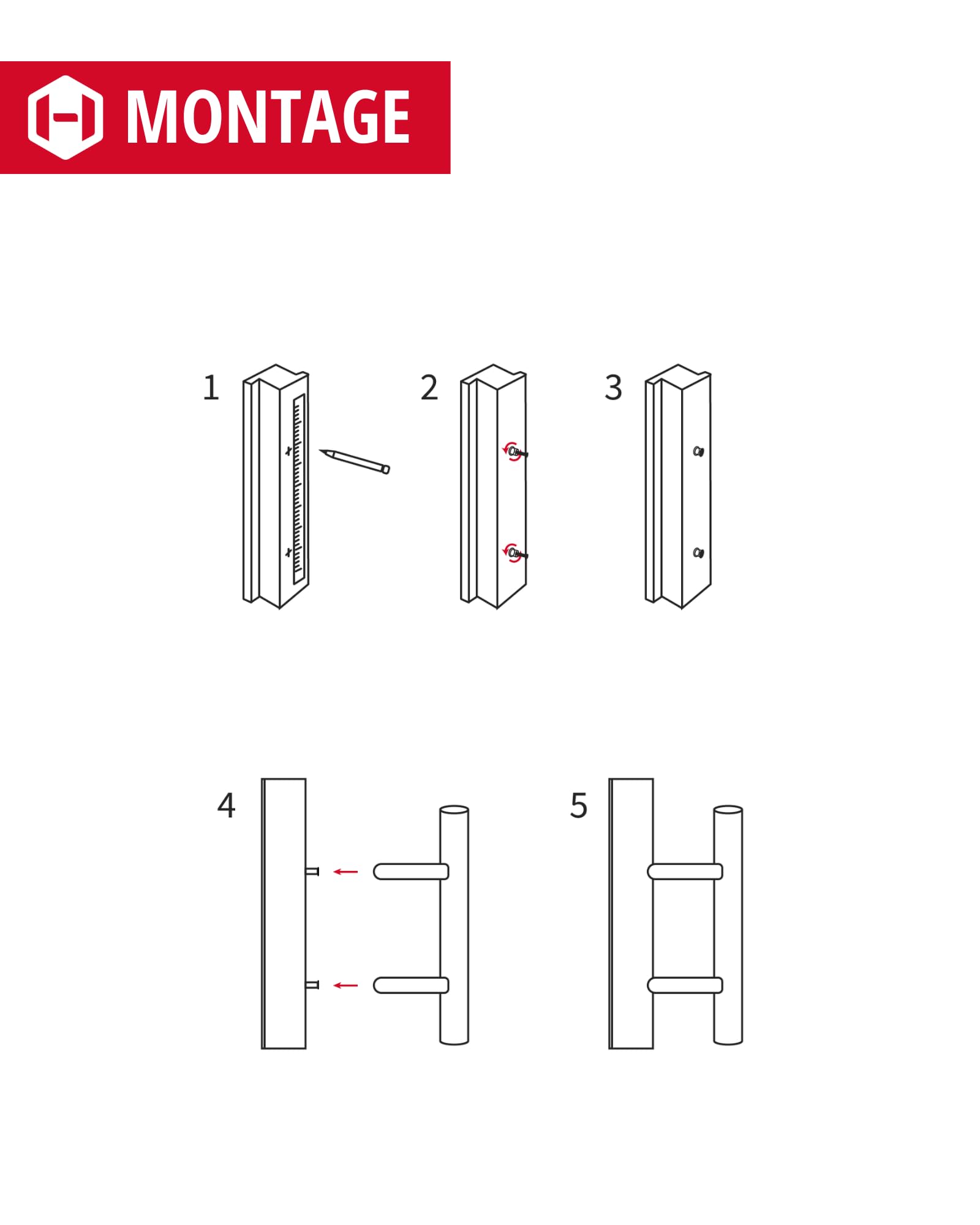 Gedotec Maniglia per Porta | Maniglia a T in Acciaio Inox per Cucina, Credenze, Armadi, Cassetti, Guardaroba, Cancelli e Porte Interne | Fatto in Germania | H8000 | 1200 x 1000 mm | Ø 30 mm | 1 Pezzo
