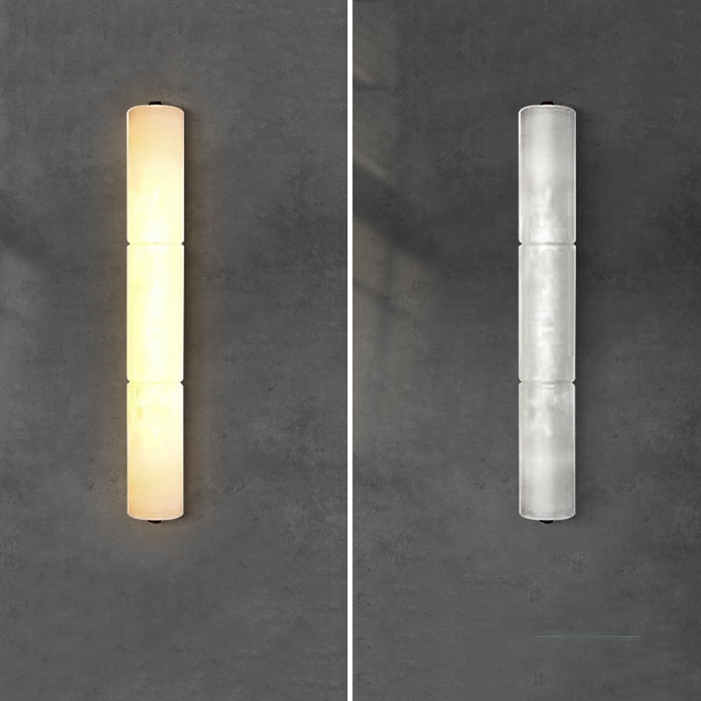 Applique da Parete Lineare LED Effetto Marmo Strisce Lunghe Lampade da Parete in Vetro Alabastro Bianco Ottone Pietra Naturale Applique da Bagno per Interni Camera da Letto Corridoio Soggiorno