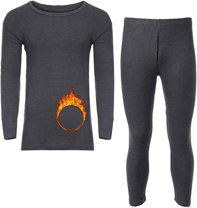 TT ThreadTradeMen's Thermal Underwear Set, Full Long Sleeve Vest Top, And Long Bottoms Perfect, Soft And Comfortable, Winter Thermals, Charcoal Full-Sleeve Set,