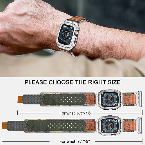 Image of BAITEYOU Band with Case Compatible with Apple Watch Band Series 9 8 7 (41mm) 6 5 4 SE 3 2 1 (40mm 38mm), Nylon Strap with Stainless Steel Metal Rugged Case Cover for iwatch Bands for Men