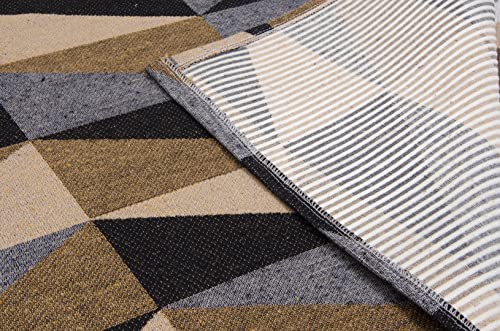 Kit Tapetes e Passadeira Antiderrapante Para Cozinha 3 Peças Miami Caramelo e Preto